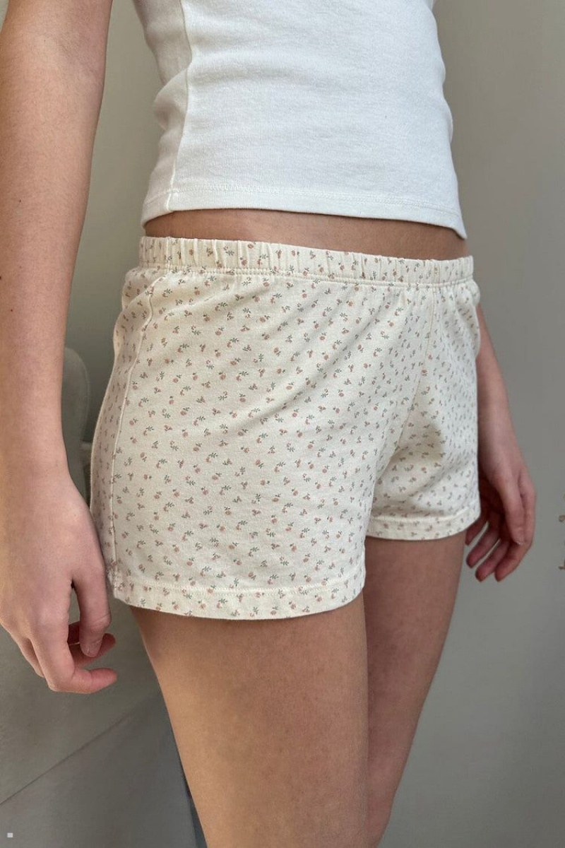 Short Jogging Brandy Melville Emery Floral Blanche Rose | DYK-76509188